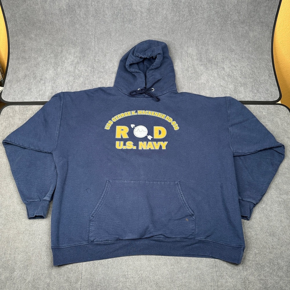 Hanes Ultimate Cotton USS George K Mackenzie DD-836 Navy Hoodie Navy Blue XL Y2k